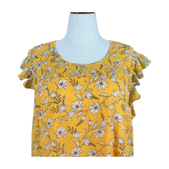 CITY CHIC YELLOW FLORAL CAP SLEEVE BLOUSE, SIZE 20 - Picture 5 of 5